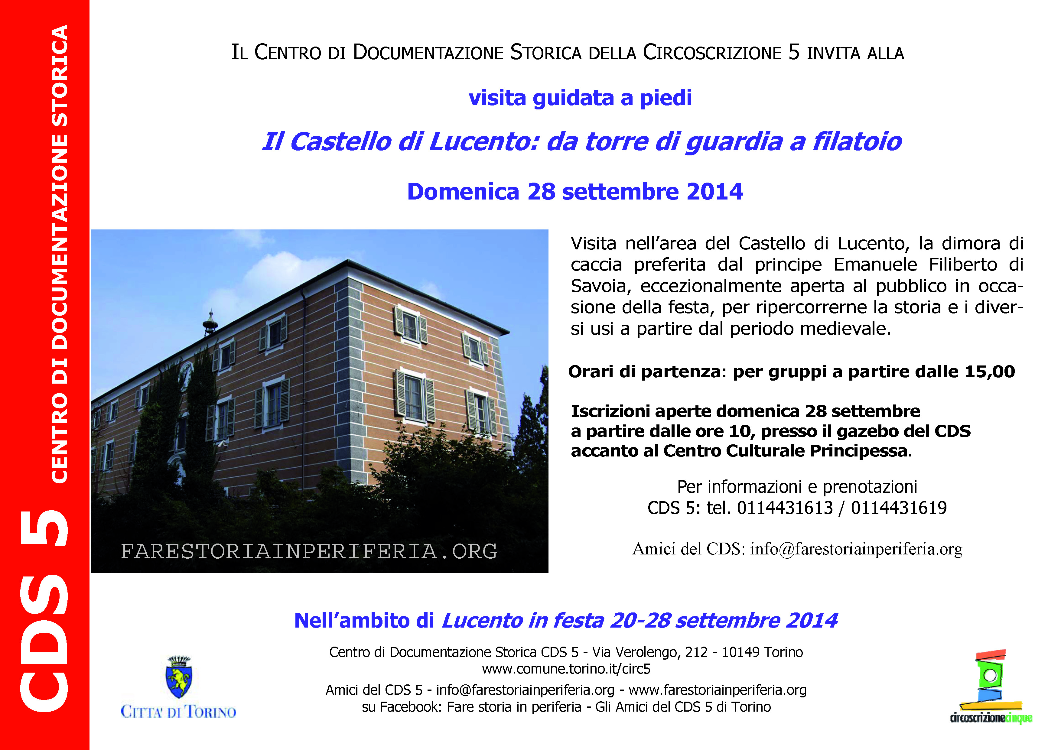 CDS-Volantino Visita al Castello di Lucento 28-09-2014