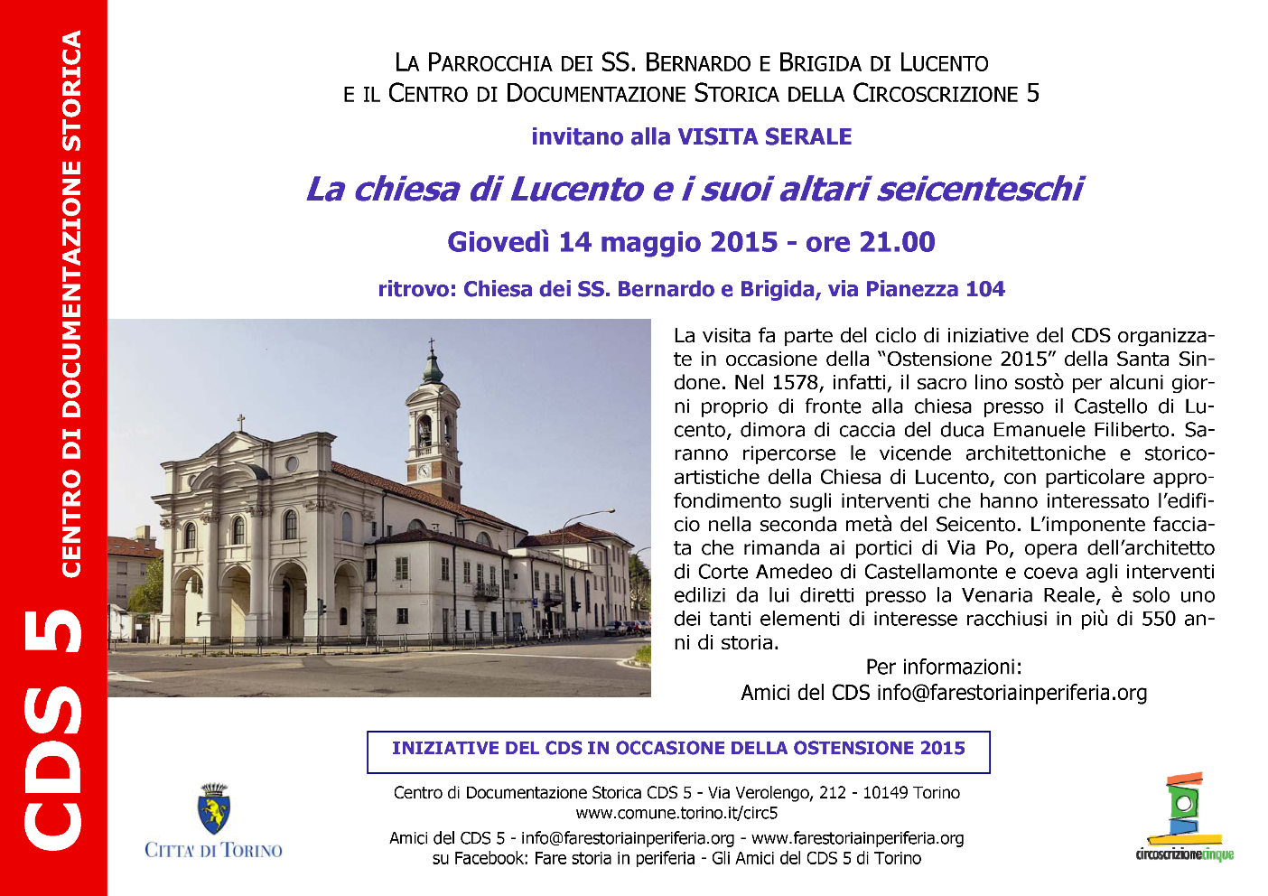 CDS Visita serale chiesa Lucento e altari seicenteschi 14-05-2015