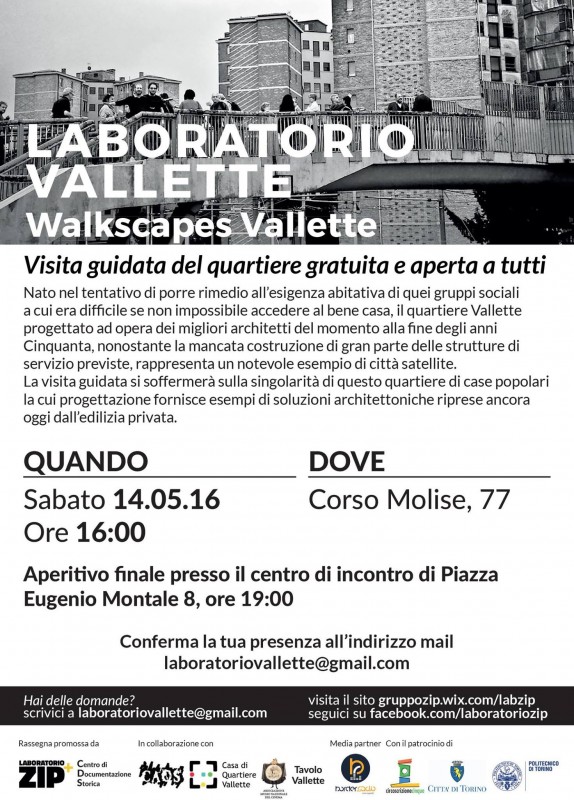 Volantino Lab Zip e CDS walkscapes Vallette 14 maggio 2016