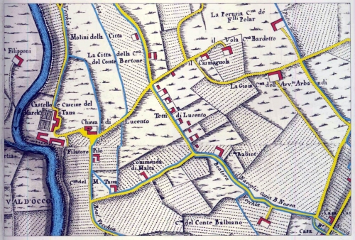 29 Verso i Tetti di Lucento. Particolare della mappa di Amedeo Grossi sull'area Lucentina (1791)